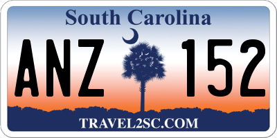 SC license plate ANZ152