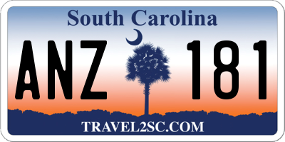 SC license plate ANZ181