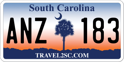 SC license plate ANZ183