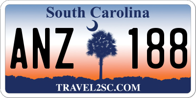SC license plate ANZ188