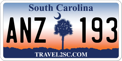 SC license plate ANZ193