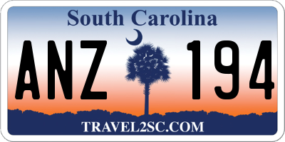 SC license plate ANZ194