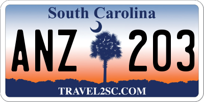 SC license plate ANZ203