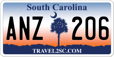 SC license plate ANZ206