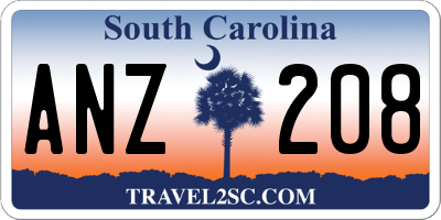 SC license plate ANZ208