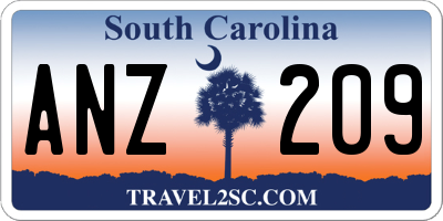 SC license plate ANZ209
