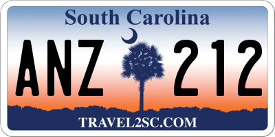 SC license plate ANZ212
