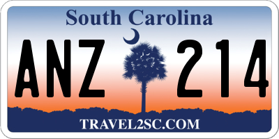 SC license plate ANZ214