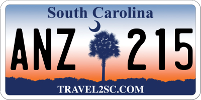SC license plate ANZ215