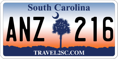 SC license plate ANZ216