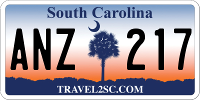 SC license plate ANZ217