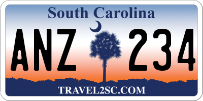 SC license plate ANZ234