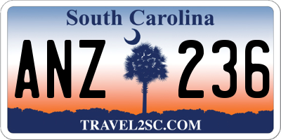 SC license plate ANZ236