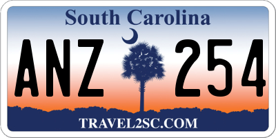 SC license plate ANZ254