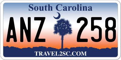 SC license plate ANZ258