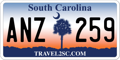 SC license plate ANZ259