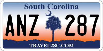 SC license plate ANZ287