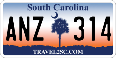 SC license plate ANZ314