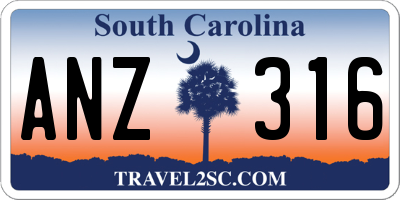 SC license plate ANZ316