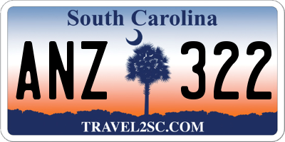 SC license plate ANZ322