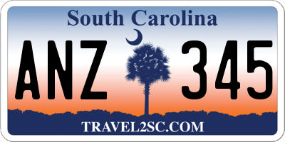 SC license plate ANZ345
