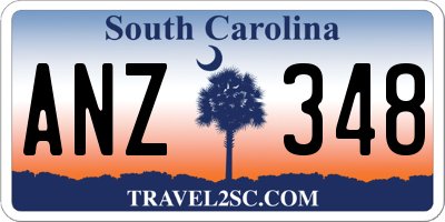 SC license plate ANZ348