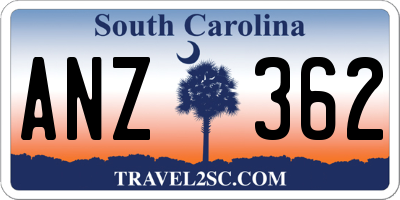 SC license plate ANZ362