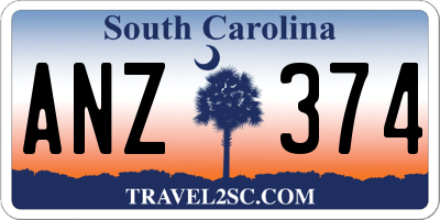 SC license plate ANZ374