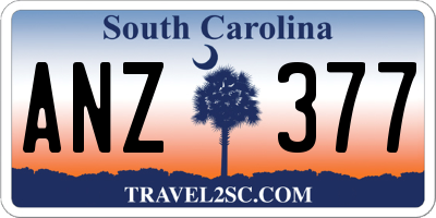 SC license plate ANZ377