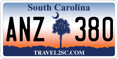 SC license plate ANZ380