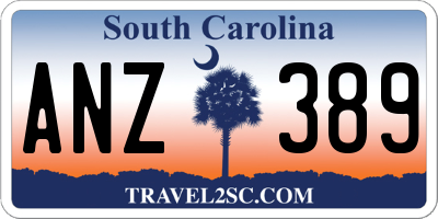 SC license plate ANZ389