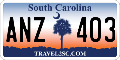 SC license plate ANZ403