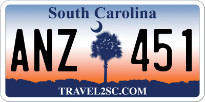 SC license plate ANZ451