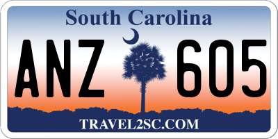 SC license plate ANZ605