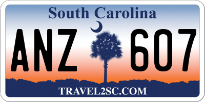 SC license plate ANZ607