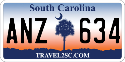SC license plate ANZ634