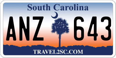 SC license plate ANZ643