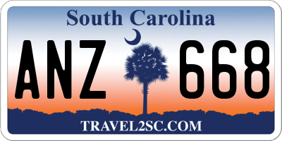 SC license plate ANZ668