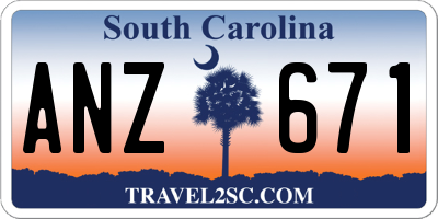 SC license plate ANZ671
