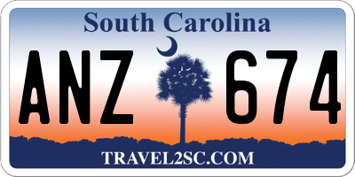 SC license plate ANZ674