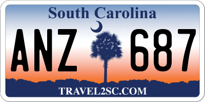 SC license plate ANZ687