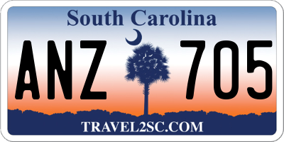 SC license plate ANZ705