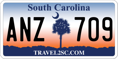 SC license plate ANZ709