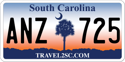 SC license plate ANZ725