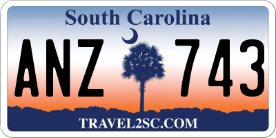 SC license plate ANZ743