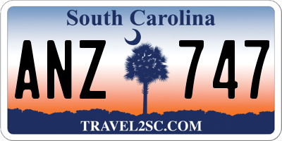 SC license plate ANZ747