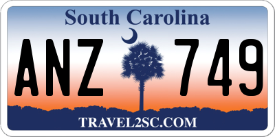 SC license plate ANZ749