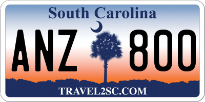 SC license plate ANZ800