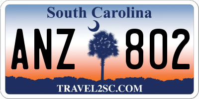 SC license plate ANZ802