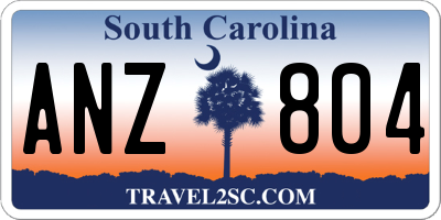 SC license plate ANZ804